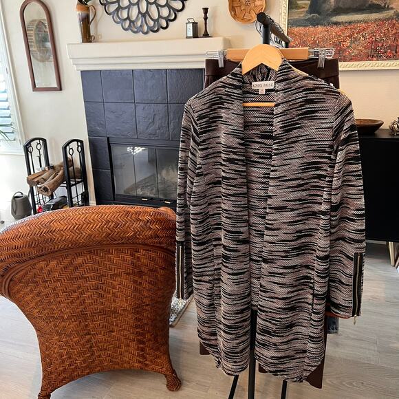 Knox Rose Cardigan Womens Size Medium Earth Tones Zipper on Sleeves Detail - Picture 16 of 16